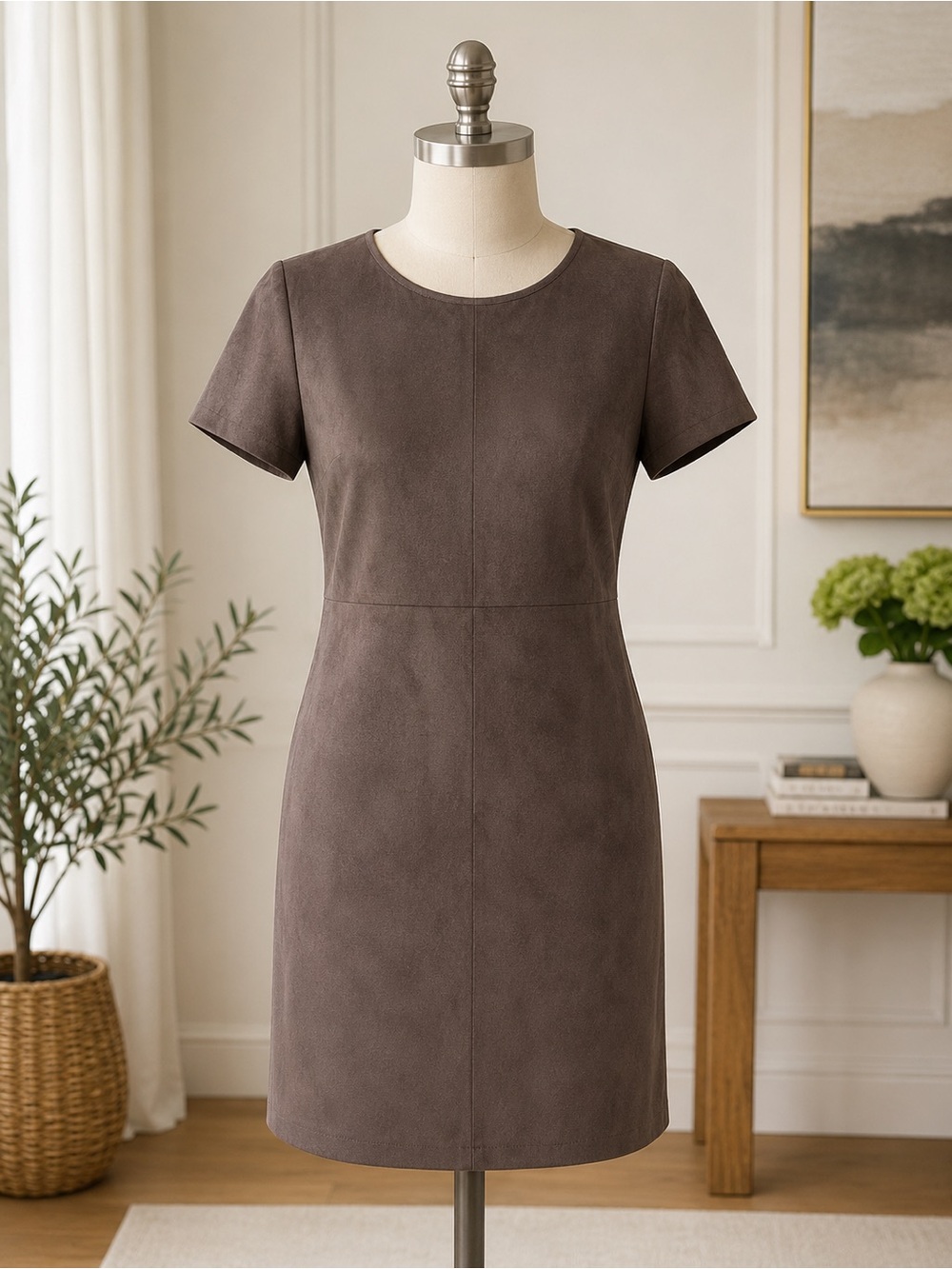 Vince Camuto Short-Sleeve Sheath Dress in Taupe